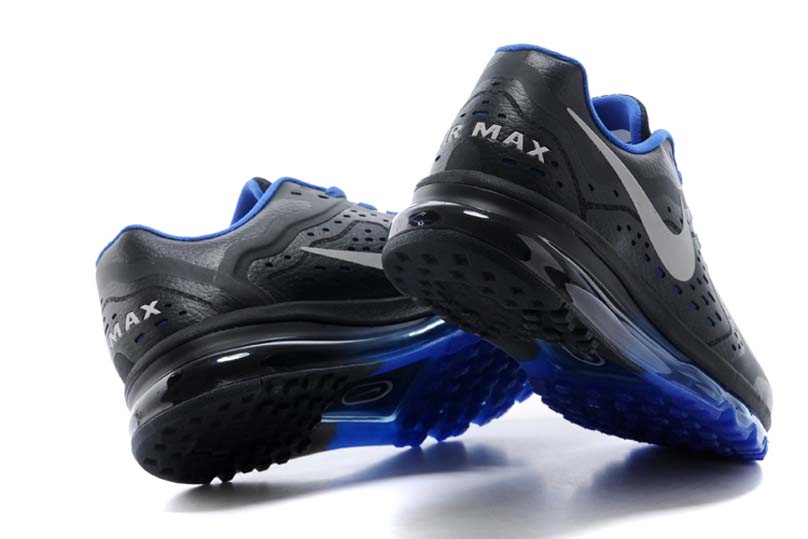 nike air max 2014 cuir chaussures de course des hommes de noir bleu (3)